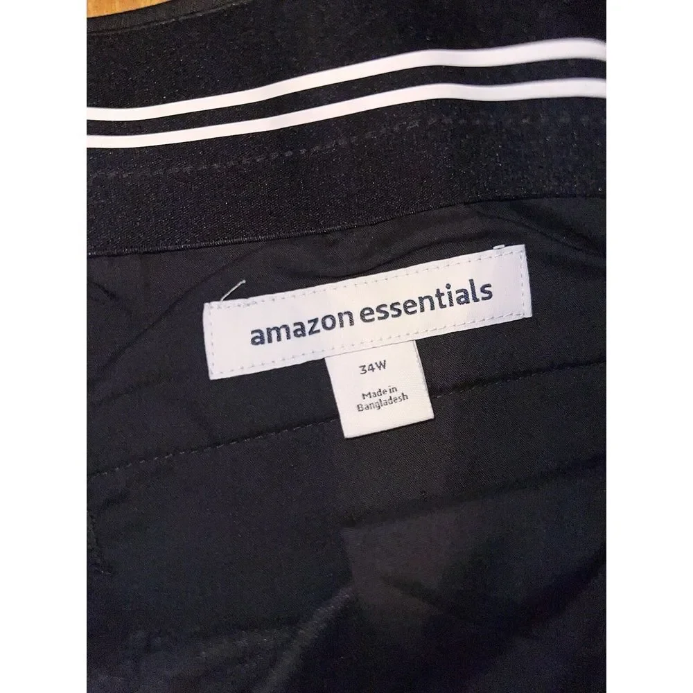 NEW Amazon Essentials Casual Shorts Men's Sz 34 Black Poly Stretch FLEX WAIST‎